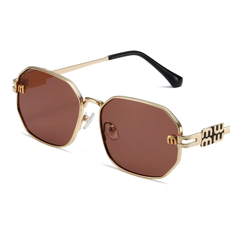High Quality Rectangle Sunglasses Fashion Brand Designer Vintage Glasses Metal Frame Eyewear UV400 Gafas De Sol Mujer 308393