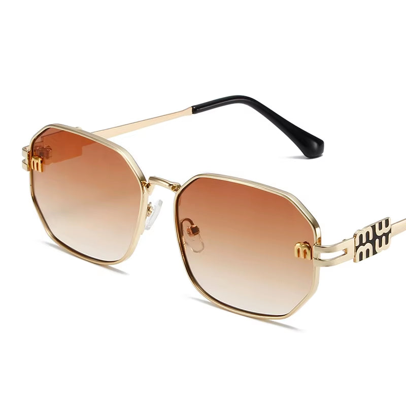 High Quality Rectangle Sunglasses Fashion Brand Designer Vintage Glasses Metal Frame Eyewear UV400 Gafas De Sol Mujer 308393
