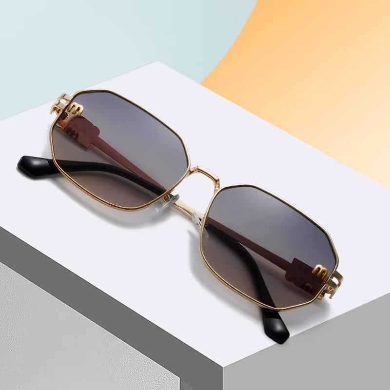 High Quality Rectangle Sunglasses Fashion Brand Designer Vintage Glasses Metal Frame Eyewear UV400 Gafas De Sol Mujer 308393